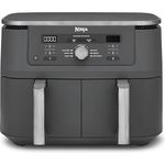 Ninja Dual Zone Digital Air Fryer DZ400EU, 9,5L Heißluftfritteuse mit 2 Schubladen, 6-in-1 Funktionen, spülmaschinenfeste Körbe, Metallic Grau