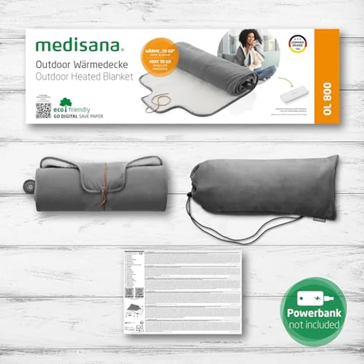 Medisana Heizdecke OL 800, Outdoor Wärmedecke mit Infrarot-Wärmespots, mobile & kabellose Anwendung, Wärme „to go“ – Bild 6