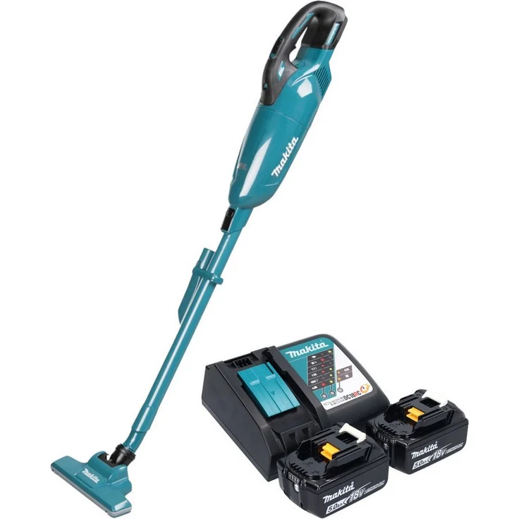Makita DCL 283 F Akku-Handstaubsauger, 18 V Brushless, 0,73 l Behälter, inkl. 2x 5,0 Ah Akku und Ladegerät