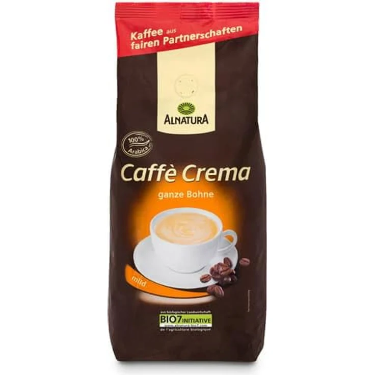 ALNATURA Caffè Crema Bio-Kaffeebohnen, 1000 g, 100% Bio-Arabica, mild-aromatisch, ideale Kombination für Vollautomaten und Siebträger – Bild 2