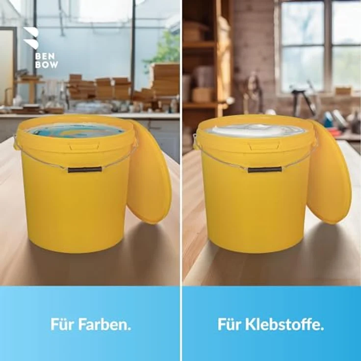 BenBow Eimer mit Deckel 30l gelb 20x 30 Liter - lebensmittelecht stabil luftdicht auslaufsicher geruchsneutral - Kunststoffbehälter mit Metalgriff – Bild 4