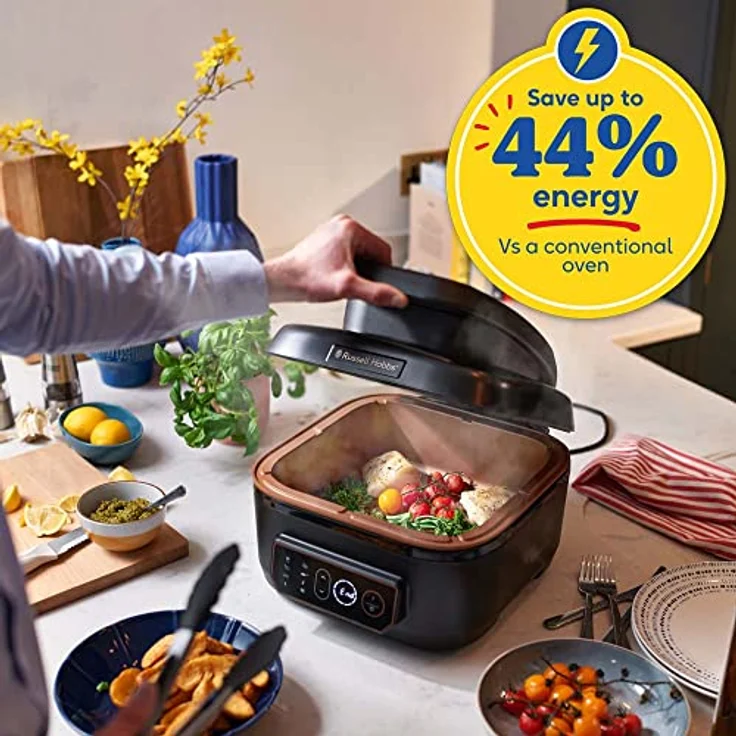 Russell Hobbs Heißluftfritteuse XL 5,5l Multi [AirFryer & Grill & Multikocher] SatisFry (spülmaschinenfest, Ober-&Unterhitze, kein Schütteln mehr, Slow Cooker, Backen etc, inkl. Grillplatte) 26520-56 – Bild 3