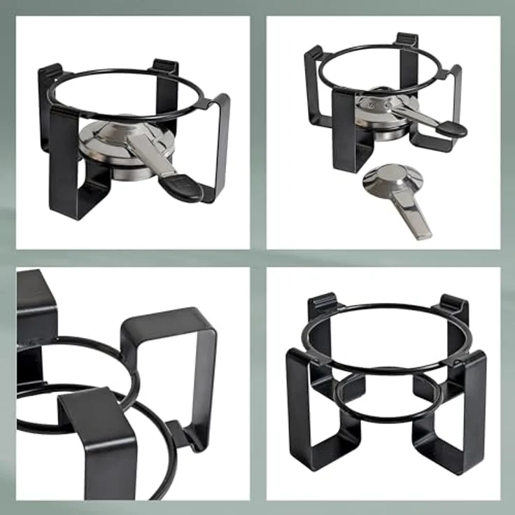 kela Fondue-Set Gunten, Ø 20 cm, 1,6 L, Edelstahl, Schwarz, Induktionsgeeigneter Topf mit Holzgriffen, mit Spritzschutzdeckel, Rechaud und Pastenbrenner, 4 Schälchen auf Holzbrett, 10068 – Bild 5