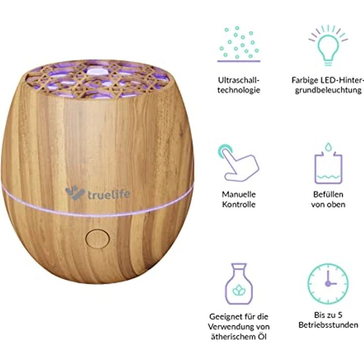 TrueLife AIR Diffuser D3 Light - Aroma-Diffuser und Luftbefeuchter mit 7-farbiger LED-Hintergrundbeleuchtung – Bild 2