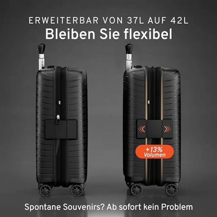 Stratic Novium Kabinentrolley S 55 cm, 4 Rollen mit Dehnfalte, schwarz, 100% Polypropylen – Bild 4
