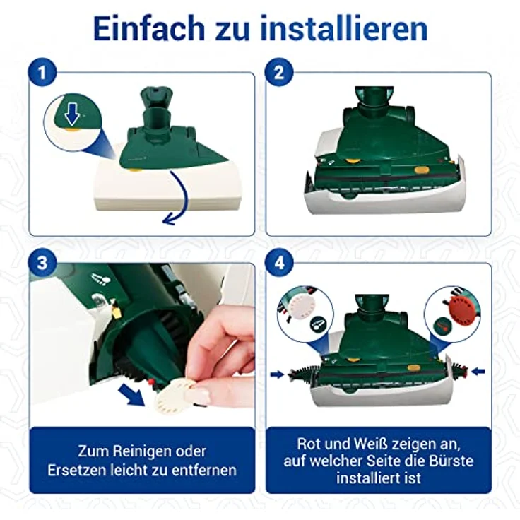 VIOKS 2х Rotierende Bürste Staubsauger Ersatz für Bürste Vorwerk - Staubsauger Bürste für Vorwerk Staubsauger mit Rotierender Bürste EB 351 350 – Bild 5