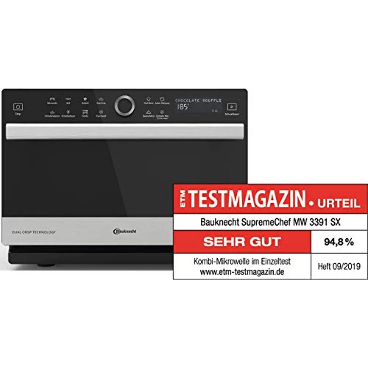 Bauknecht Supreme Chef MW 3391 SX 5in1-Multifunktionsmikrowelle -1000 W-33 L Garraum-Heißluft 1700 W-XXL Grill 1200 W-DualCrisp & CrispFry -AutoClean-Dampfgaren-Schmelz- und Schnellauftau-Funktion – Bild 2