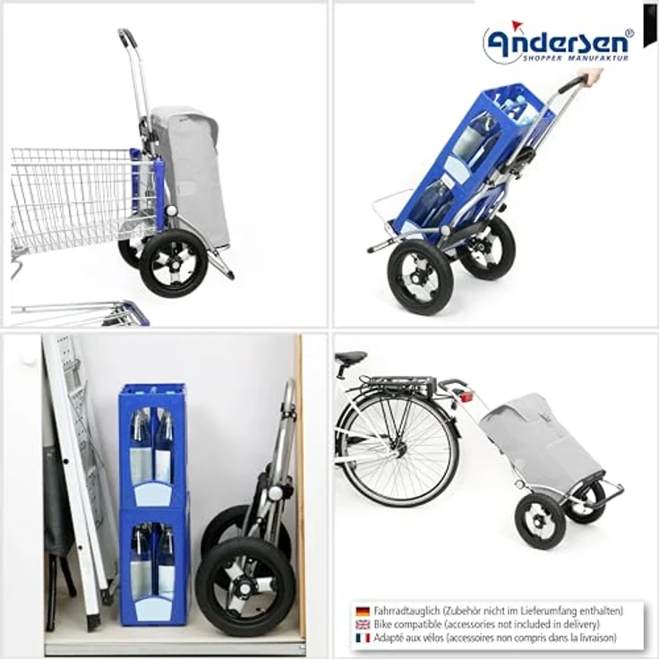 Andersen Einkaufstrolley - Royal Shopper Hydro 2.1 rot 62 L Bike, Aluminium, klappbar, Thermo, luftbereiftes Kugellagerrad - Preisvergleich – Bild 4