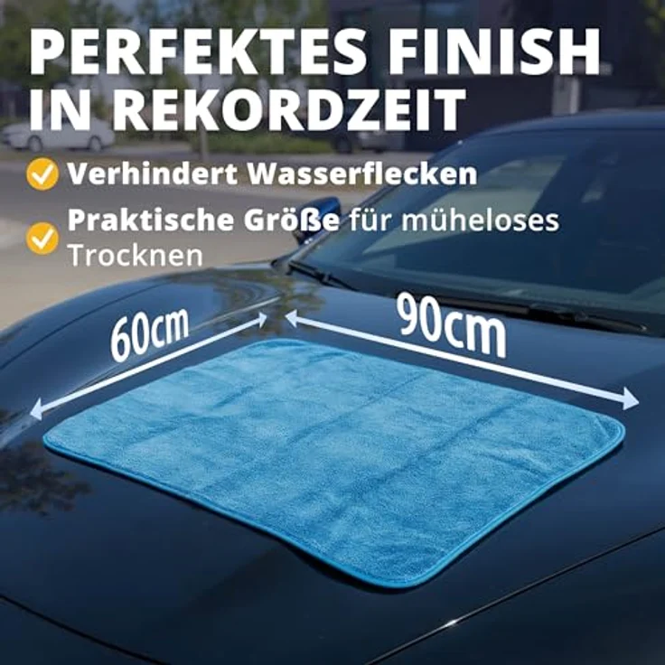 LICARGO Auto Trockentuch XXL 90×60 cm, extrem saugstark und fusselfrei für lackschonende Fahrzeugpflege – Twisted Loop Mikrofasertuch für streifenfreien Glanz – Bild 5