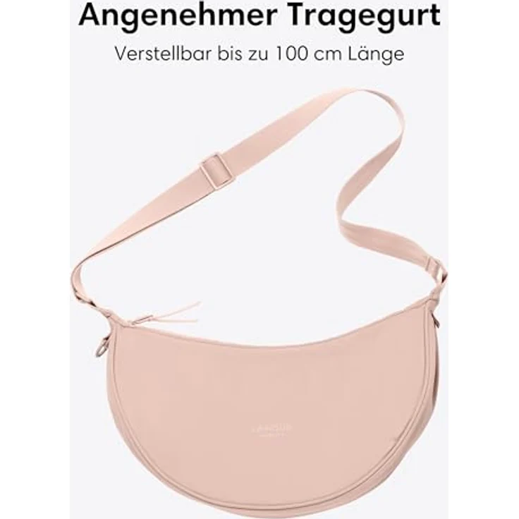 LARKSON Solveig Medium, Crossbody Bag für Damen & Herren in Rosa, wasserabweisende Umhängetasche im Halbmond Design mit verstellbarem Schultergurt und praktischen Taschen – Bild 4