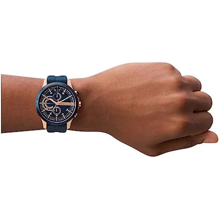 Armani Exchange Herren Quarz-Chronograph Uhr mit blauem Silikonband AX2440, wasserdicht bis 50 m – Bild 5