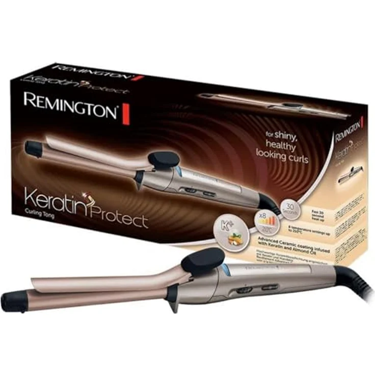 Remington Lockenstab Keratin Protect CI5318 mit Klemme, 19 mm, hochwertige Keramikbeschichtung mit Keratin und Mandelöl, braun  – Bild 2