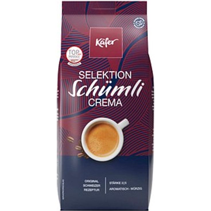Käfer Selektion Schümli Crema Kaffeebohnen, 1000 g - Mischung aus Arabica- und Robustabohnen, vollmundiger Genuss für Vollautomaten