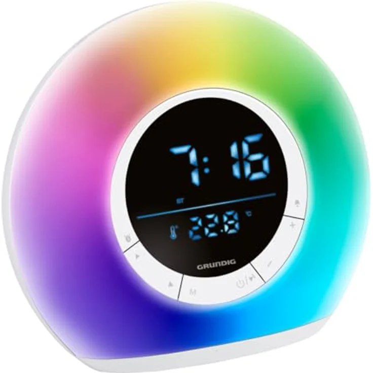Grundig Tageslichtwecker, Lichtwecker mit Radio und Bluetooth, LED-Anzeige, Naturgeräusche und Sunset-Funktion, Weiß – Bild 3