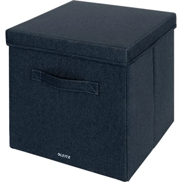 Leitz Aufbewahrungsbox aus Stoff mit Deckel, 2er-Set Würfelaufbewahrungsboxen, faltbare Aufbewahrungsbox aus Stoff, faltbar & umweltfreundlich, samtgrau, groß, 61450089