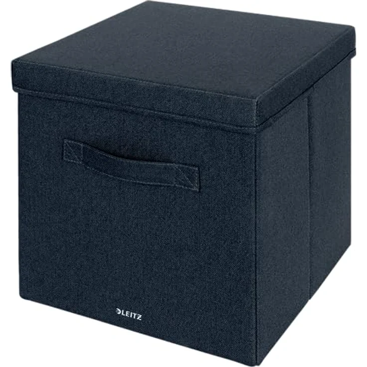 Leitz Aufbewahrungsbox aus Stoff mit Deckel, 2er-Set Würfelaufbewahrungsboxen, faltbare Aufbewahrungsbox aus Stoff, faltbar & umweltfreundlich, samtgrau, groß, 61450089 – Bild 1
