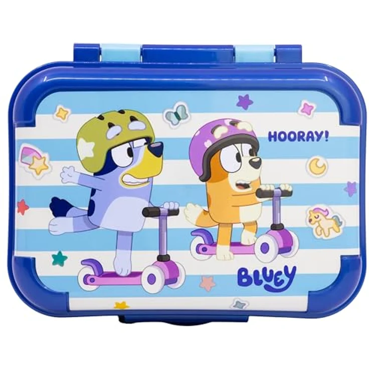Storline Bluey Brotdose, bruchsichere Lunchbox für Kinder mit Deckel, bunt, 17 × 13,5 × 6,2 cm – Bild 1