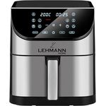 LEHMANN Friteuse Heissluft XXL 1800 W, Heißluftfritteuse 8L mit bis zu 10 Programmen, Air Fryer mit Digitalem LED-Touchscreen, Temperaturregelung 76-200°C, Timer, gesunde Lebensmittel ohne Öl,