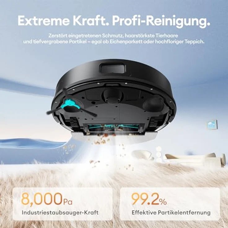 Ultenic T20 Pro Saugroboter mit Wischfunktion, 8000 Pa, Absaugstation 3,5 L, AI-gestützte Laser-Hindernisvermeidung, APP-Bedienbar – Bild 2