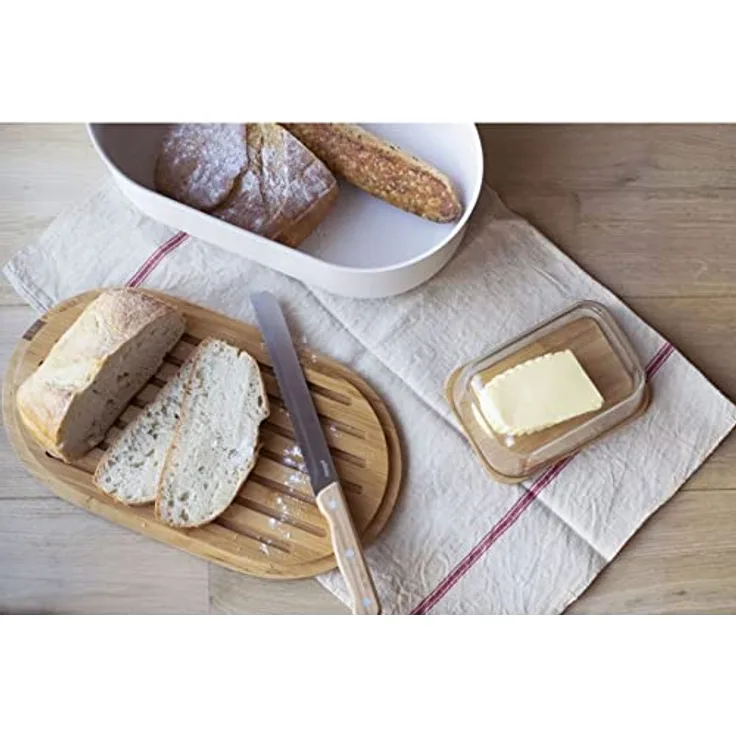 Pebbly Brotkasten, Bambus, cremefarben, 36x20x13cm