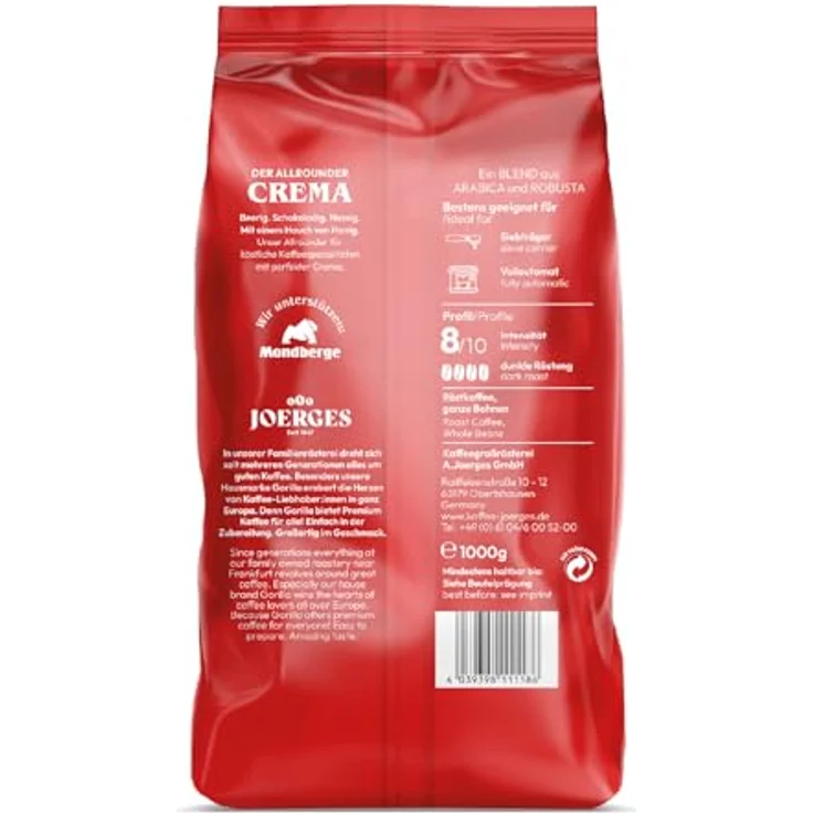 Joerges Gorilla Super Bar Crema 1kg, Kaffeebohnen – Bild 3