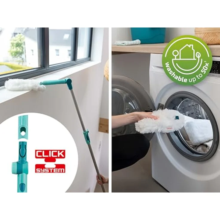 Leifheit Staubwedel SUPERDUSTER, waschbar, Mikrofaser-Staubtextil, 360° Flexibilität, kompatibel mit Click-System, ideal für Ecken und Nischen, auch zur Autoreinigung – Bild 4
