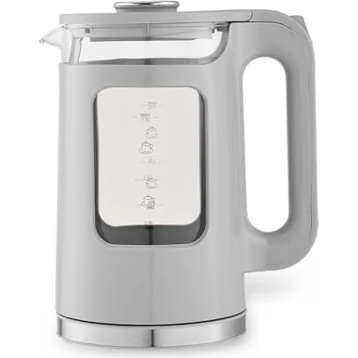 Maestro MR-065, Elektrischer Glas-Wasserkocher 1,7l, 2200W, grau, mit Wasserstandsanzeige und LED-Beleuchtung