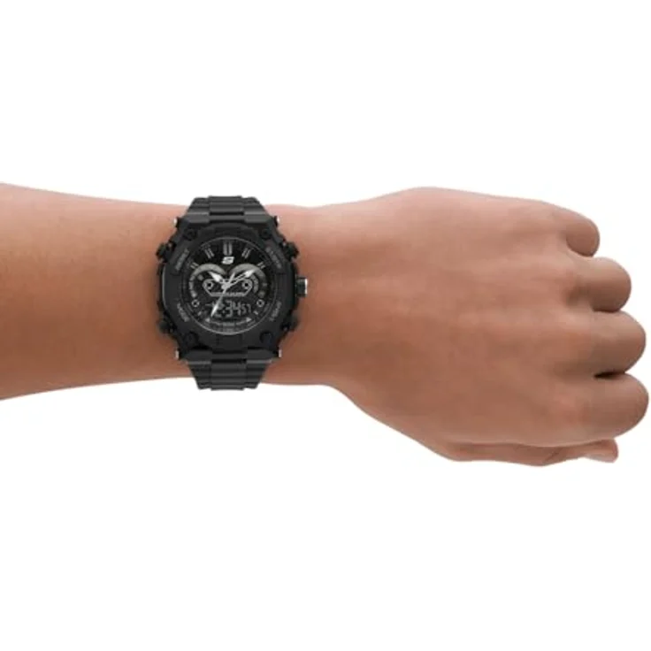 Skechers SR1042 Herren Analog Quarz Uhr, 50mm Gehäuse, schwarzes Zifferblatt, Polyurethan-Armband, wasserdicht bis 50m – Bild 2