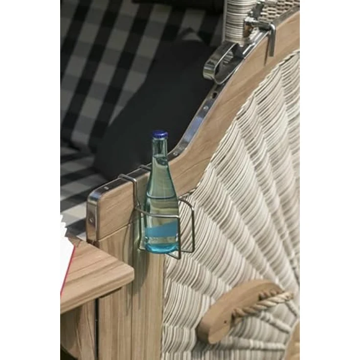 MR. DEKO Getränkehalter für Strandkörbe - Edelstahl Halter für Gläser & Becher - Flaschenhalter für Champagner, Sekt, Wein & Bier - Strandkorb Zubehör - Premium Bierhalter/Weinflaschenhalter – Bild 4
