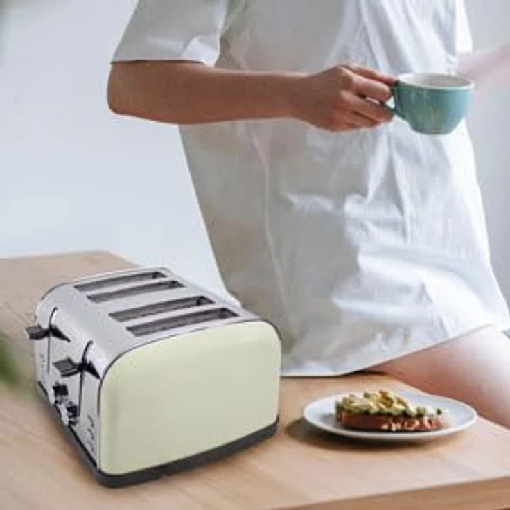 Prixton Bianca 4-Schlitz-Toaster, inkl. Brötchenaufsatz, 1900 W, Edelstahl, 7 Bräunungsstufen – Bild 6