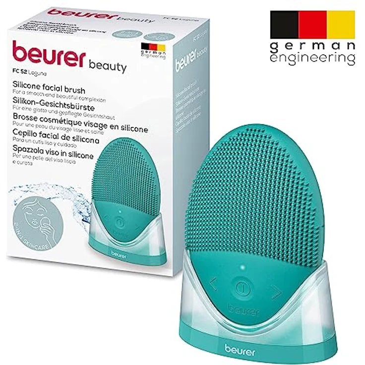 BEURER Elektrische Gesichtsreinigungsbürste FC 52 Laguna, 2-in-1 Funktion mit hautfreundlicher Silikonoberfläche, porentiefe Reinigung und sanfte Massage, blau – Bild 6