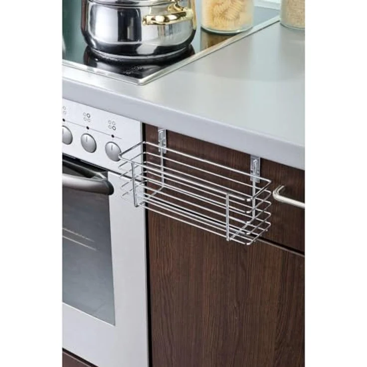 WENKO Einhängekorb Slim, Organizer zum Einhängen an Schublade oder Schranktür, platzsparende Aufbewahrung, geeignet für Badezimmer und Küche, ohne Bohren, aus verchromten Metall, 24 x 11,5 x 10 cm – Bild 4