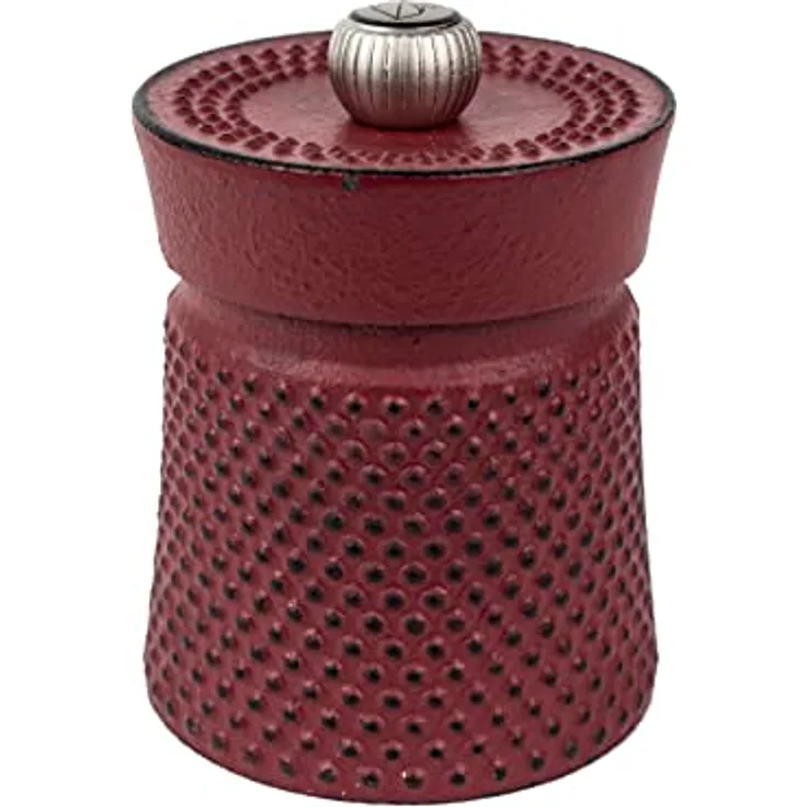 Peugeot 42189 Bali Pfeffermühle, gusseisern, 7,6 cm, rot, mit einstellbarem Mahlgrad und korrosionsbeständigem Edelstahl-Mahlmechanismus