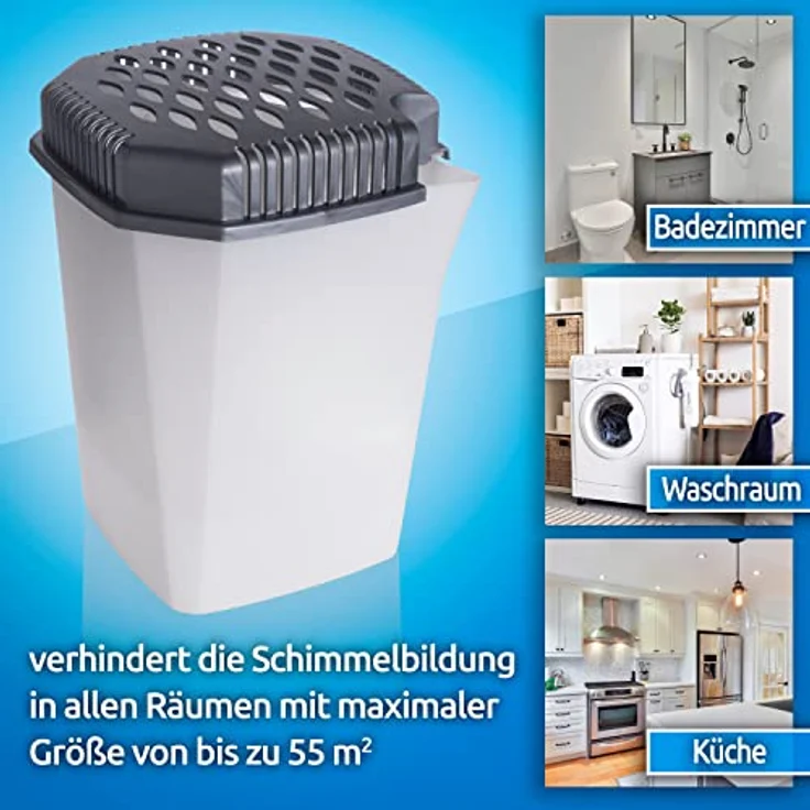 Bestlivings Luftentfeuchter Entfeuchter mit Ausgießer, für 55 m³ Räume, Tank 0,50 l, Raumentfeuchter inkl. 2x 680gr Granulat - Entfeuchter Raum – Bild 3