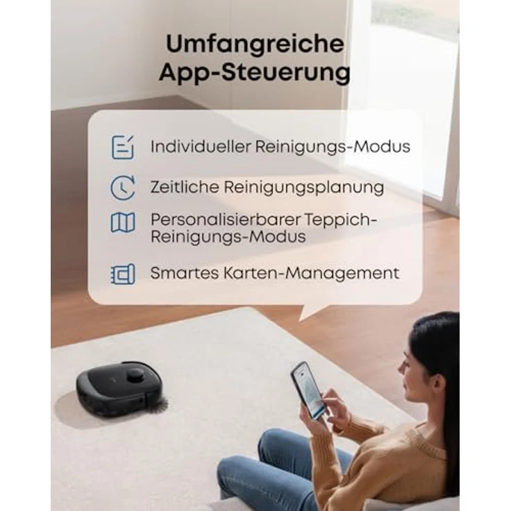 eufy Saugroboter Omni E28 HydroJet, 20000Pa Saugkraft, mit Tiefenreinigung, Wischfunktion, All-in-One-Station, App Control – Bild 10