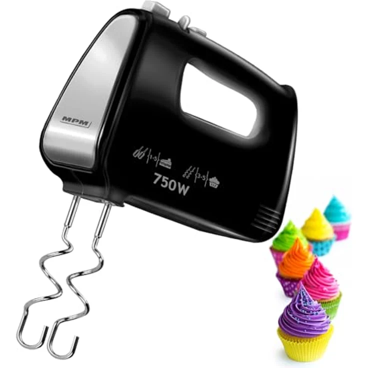 MPM MMR-19/C Handmixer 750 W, 5 Geschwindigkeitsstufen, Turbo-Funktion, 2 Aufsatzpaare, Aufsatzsperre, ideal zum Rühren und Kneten – Bild 1