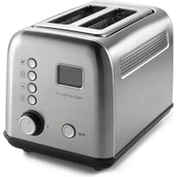 Riviera&Bar Toaster Stainless Steel, Automatischer Toaster mit 2 kurzen Schlitzen, LCD-Display und 9 Bräunungsstufen