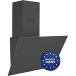 Wiggo Dunstabzugshaube 50cm kopffrei I Abluft Umluft Dunstabzug 300m³/h - LED Touch-Display 3 Stufen I Schräghaube inkl. Fettfilter & 2x Kohlefilter I Abzugshaube mit Glasfront grau