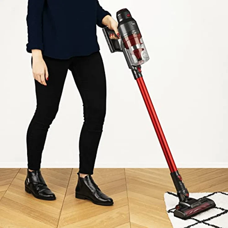H.Koenig Kabelloser Handstaubsauger ohne Beutel UPX18 - EasyClean+ - 3 Geschwindigkeitsstufen - 1,12 kg - 220 W-multifunktional für Haus Auto Büro, Aluminium, rot, 0.8 liters – Bild 6