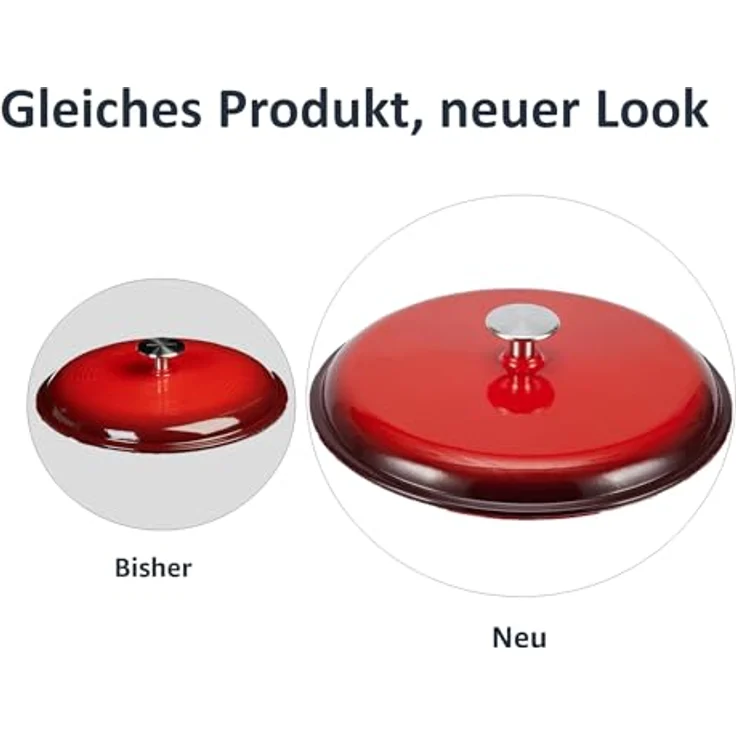 AmazonBasics Bräter Schmortopf aus emailliertem Gusseisen, 5,67 l, Rot – Bild 8
