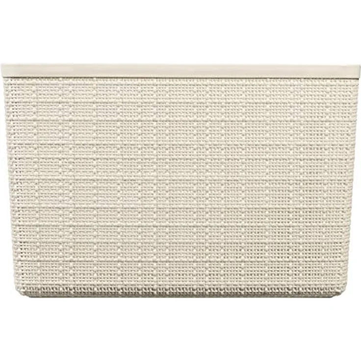 Curver Korb Jute Rechteckig aus 100% recyceltem Kunststoff, Weiß Rot, 20 l – Bild 2