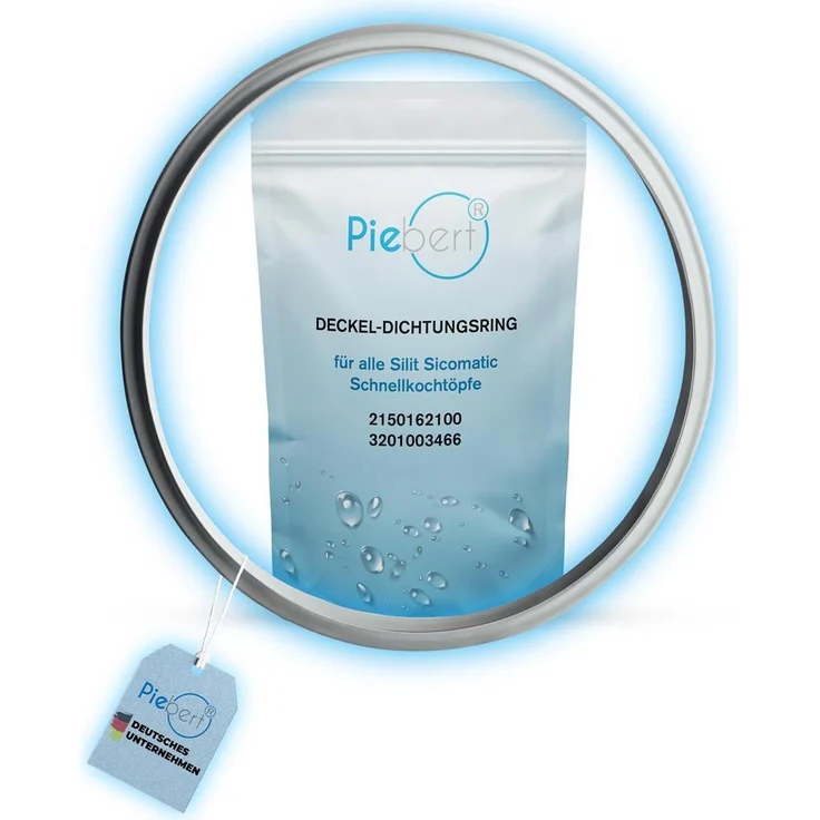 Piebert Dichtungsring 39154, 22cm für Silit Sicomatic Schnellkochtöpfe (3l, 4,5l, 6,5l, 8,5l), BPA-freies Silikon, hellgrau, lebensmittelecht, hitzebeständig