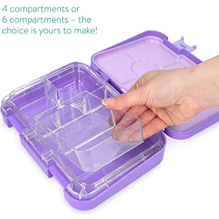 Navaris Lunchbox, Kunststoff, (1-tlg), Bento Box Brotdose Vesperbox - auslaufsicher mit variablen Fächern - herausnehmbare Innenschale - für Jungs und Mädchen, lila – Bild 7