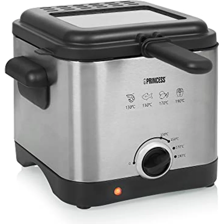 Princess Mini-Fritteuse 182612 – 1,5 L – 1000 W – für 400 g Pommes frites, Silber, Schwarz – Bild 2