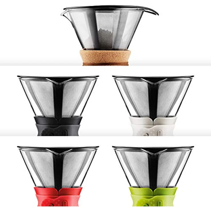 Bodum POUR über Kaffeemaschine (Permanent Filter, Spülmaschinenfest, 1,0 l/34 oz) ? Rot, glas, weiß, 1.5 L/51 oz – Bild 3
