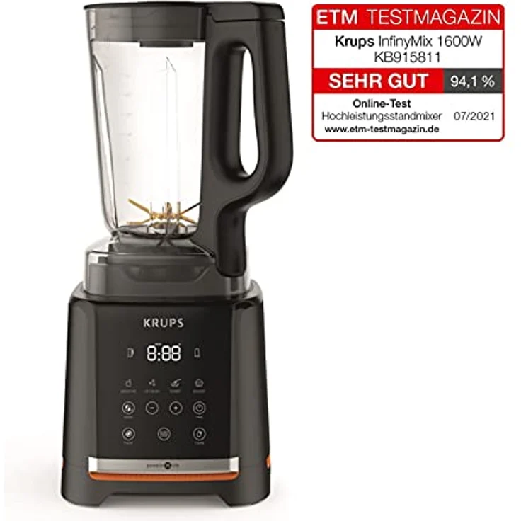 Krups KB9158 Infinymix Standmixer, 1600W, 5 Programme, 1,75L Tritan-Glasbehälter, schwarz metallic satin – Bild 2