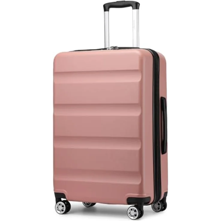 KONO Koffer Trolley Mittelgroßer Hartschalenkoffer, erweiterbar mit TSA-Schloss und 4 Spinnrollen, 65x43.5x25cm, Nude, 58.7L-70.5L – Bild 1