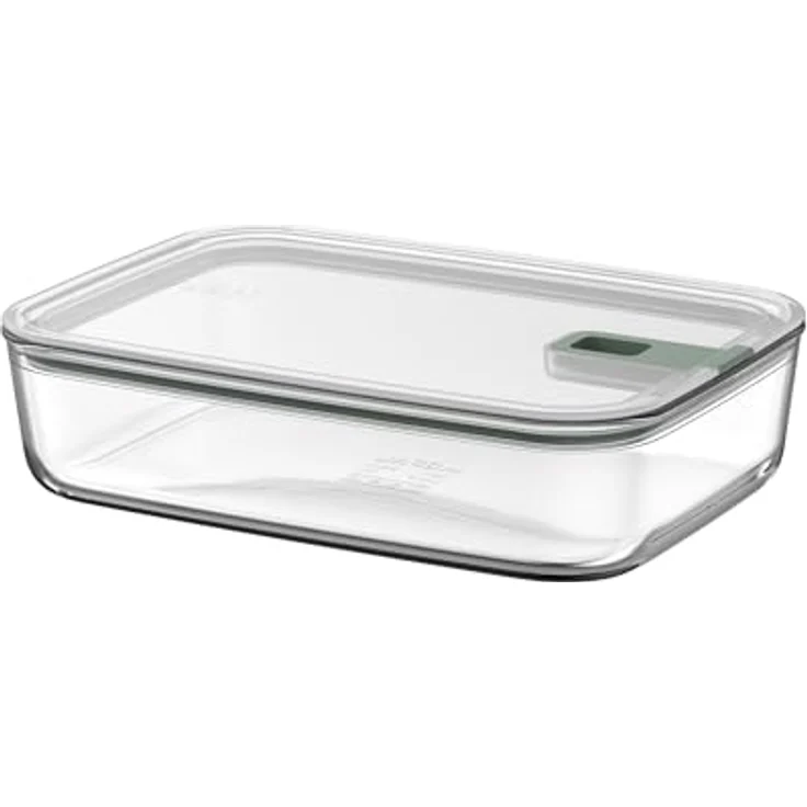 Mepal EasyClip Glasbehälter, luftdichte Meal Prep Box mit Schiebeverschluss, 2250 ml, mikrowellen- und ofenfest, Nordic sage – Bild 1