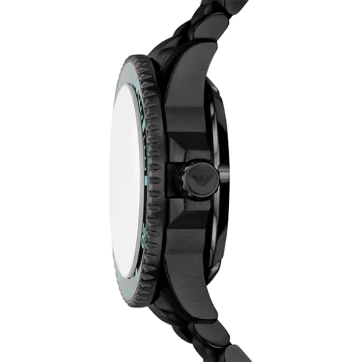 Emporio Armani Armbanduhr für Herren, Quarzwerk mit 42,5 mm Gehäuse, Edelstahl-, Leder- oder Silikonarmband, blau und schwarz, wasserdicht bis 200 m, Saphirglas – Bild 3