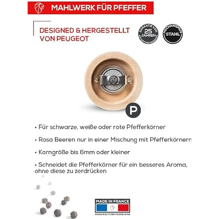 PEUGEOT Tahiti Gewürzmühlen-Set, 2er Set aus Pfeffer- und Salzmühle, 20 cm, matt schwarz und matt weiß, stufenlos einstellbar – Bild 4
